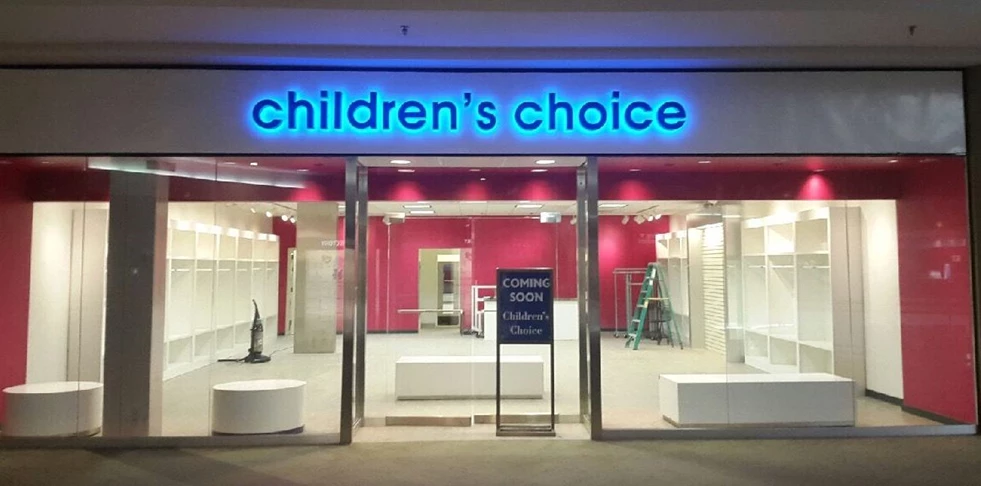 Back lit channel letter sign - Childrens Choice, Burnsville Center